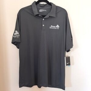 Nike Golf Mens Dri-FIT Shirt Gray Team USMC Semper Fi Fund 637167-060 L NEW